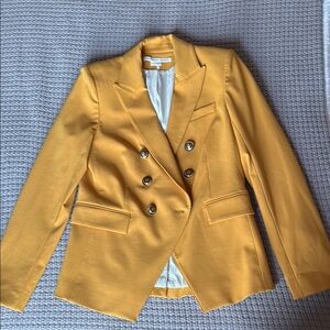 Veronica Beard Double-Breasted Mustard Blazer